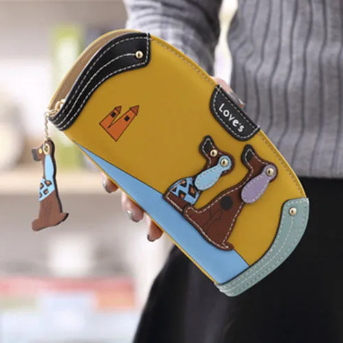 Cute Dog Wallet Long Zip Around Phone Card Holder Case - 1