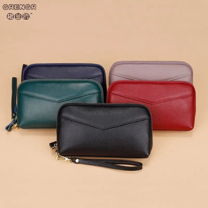 Vintage Shell Clutch Purse for Women, Large Capacity Zip Wallet Phone Bag - 1