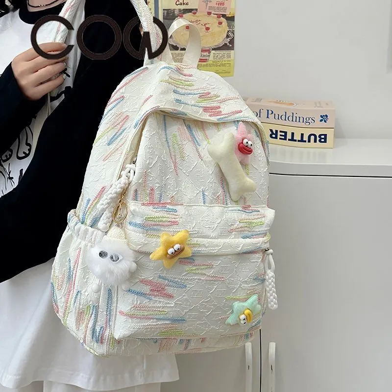 Cute Backpack for Girls, College Student Ins Style Soft Shoulder Bag - 1