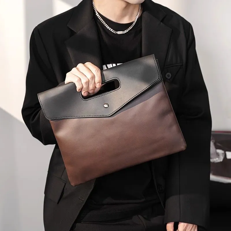 2025 Retro Leather Envelope Clutch Bag for Men, iPad Case, Crossbody - 2