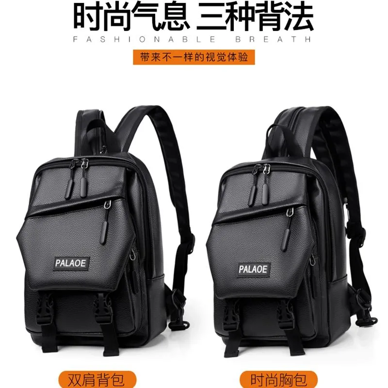 Small Backpack for Men, Multi-functional PU Leather Sling Bag, Tablet iPad Bag - 2