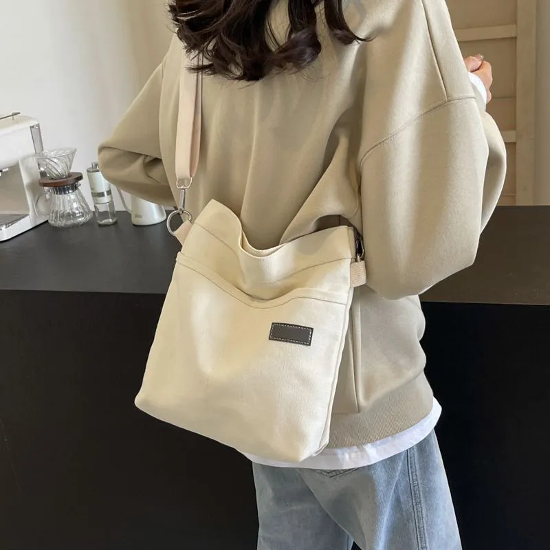 Casual Tote Bag for Women 2024, Large Crossbody Canvas Bag, White - 5
