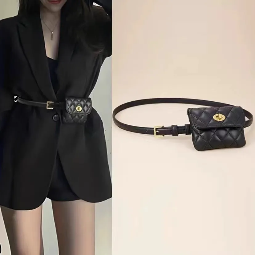 Mini Quilted Belt Bag for Women, Fashionable Waist Pack with Chain Strap - 1