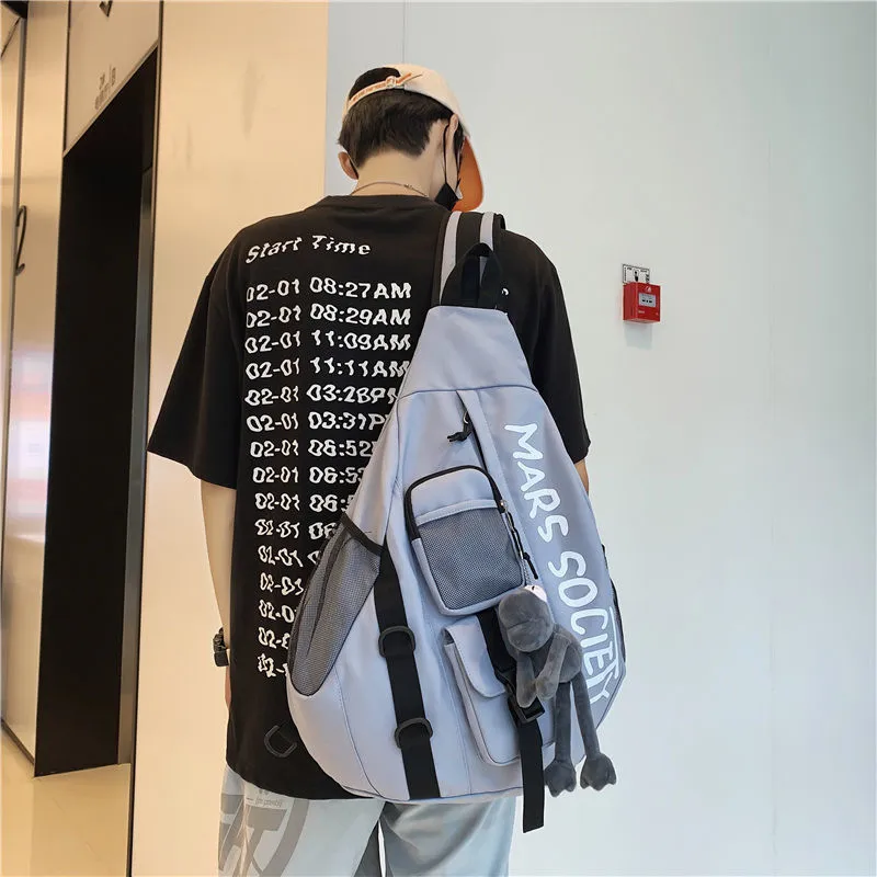 Men's Crossbody Bag Ins Fashion Large Capacity Chest Bag Casual Shoulder Bag - 2