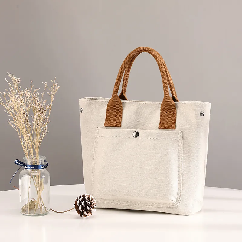 Canvas Tote Bag for Women, Fashionable Drawstring Handbag, Casual Daypack - 2