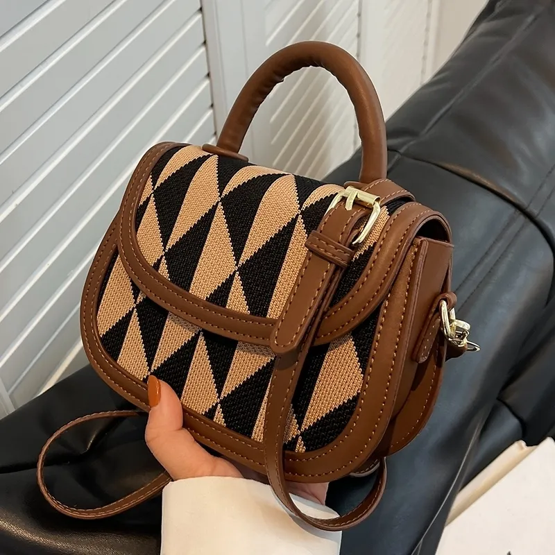 2022 Saddle Bag Women Crossbody Bag, Fashionable PU Leather Shoulder Purse - 5