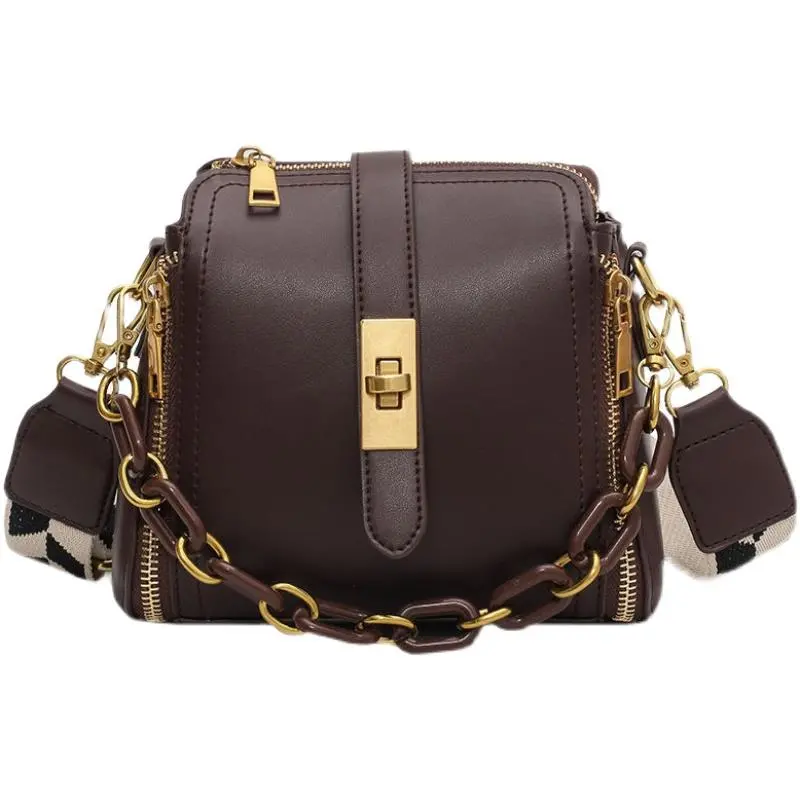 Stylish Shoulder Bucket Bag 2023, Wide Strap Crossbody Purse for Women - 5
