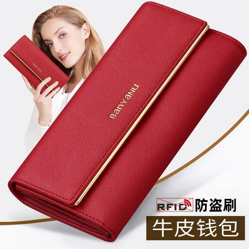 Genuine Leather Wallets for Women 2024 Long RFID Blocking Checkbook Wallet - 2