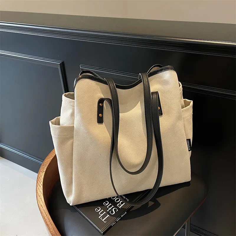Canvas Tote Bag for Women Large Capacity Shoulder Bag - 2