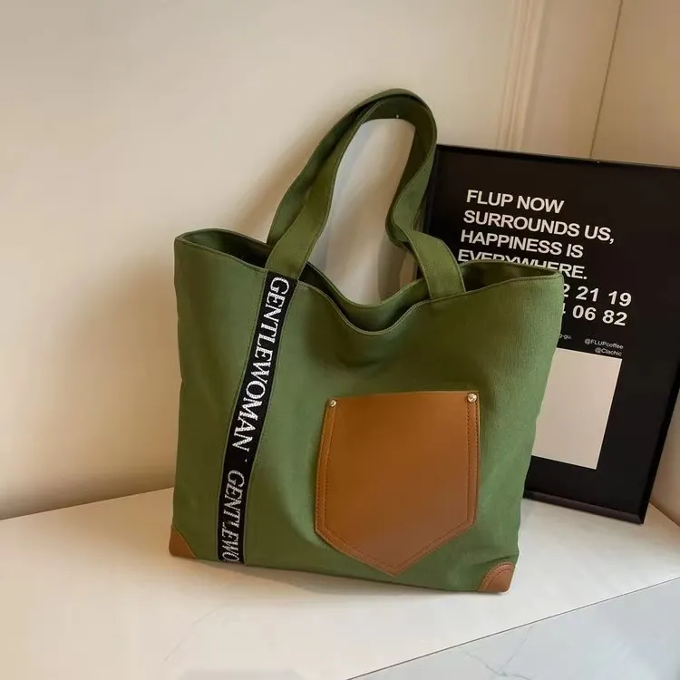 Canvas Tote Bag Women Large Capacity Shoulder Bag Fashion Fall Winter - 3
