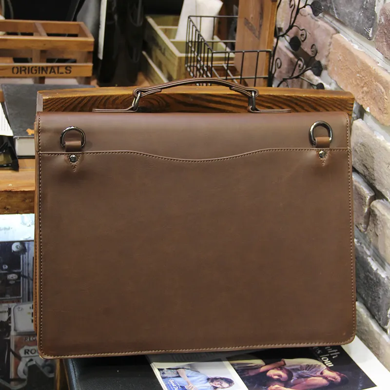 Vintage Leather Messenger Bag for Men, Retro Crossbody Briefcase - 5