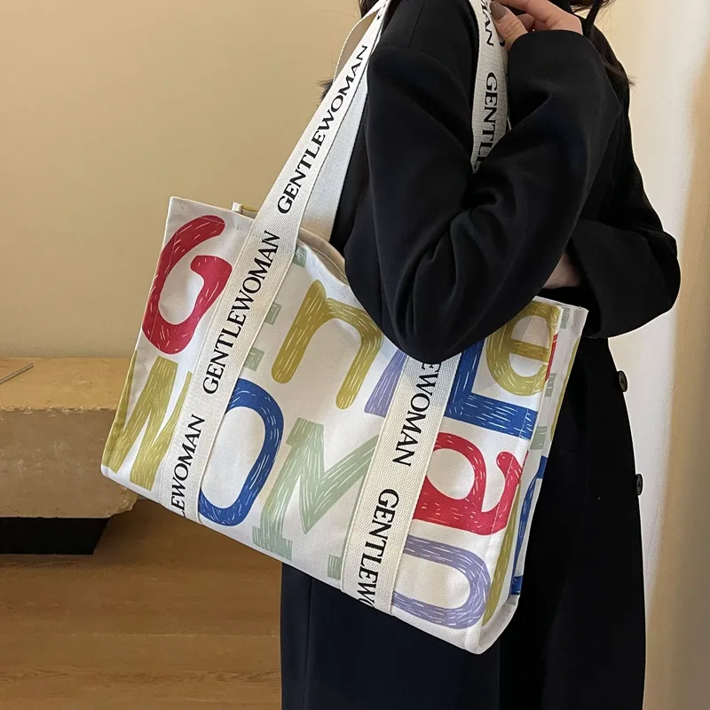 Large Canvas Tote Bag for Women, Travel & Commute Shopper with Zipper - 3