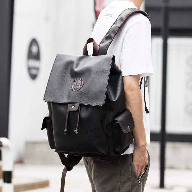 Men's Leather Backpack Fashion Large Capacity Travel Bag - 1