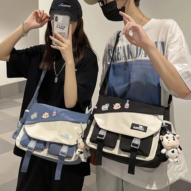 2025 Canvas Crossbody Bag Large Capacity Unisex Daypack Retro Style - 1