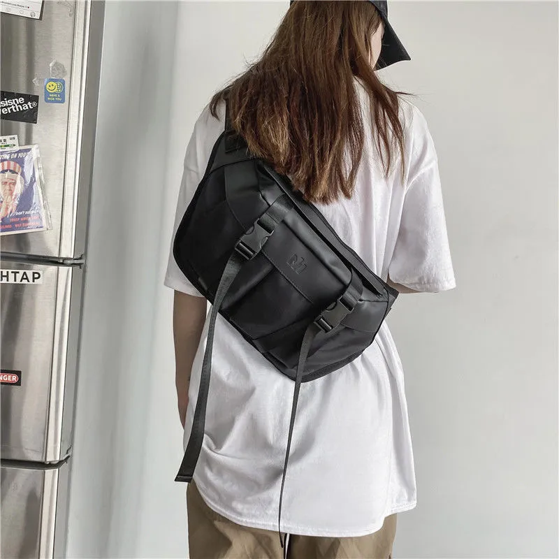 Men's Chest Bag Large Capacity Casual Crossbody Sling Bag Black - 5