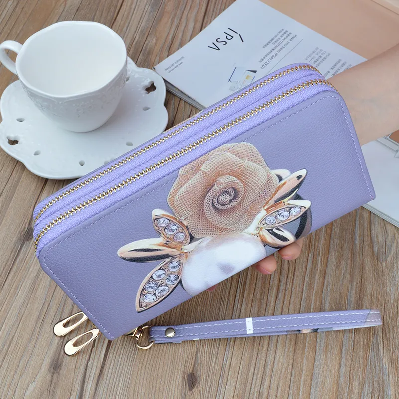 Long Zip Around Wallet for Women with Phone Pocket Large Capacity - 1
