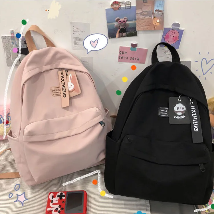 Ins Style Backpack for Women, Minimalist Korean School Bag, Solid Color Daypack - 1