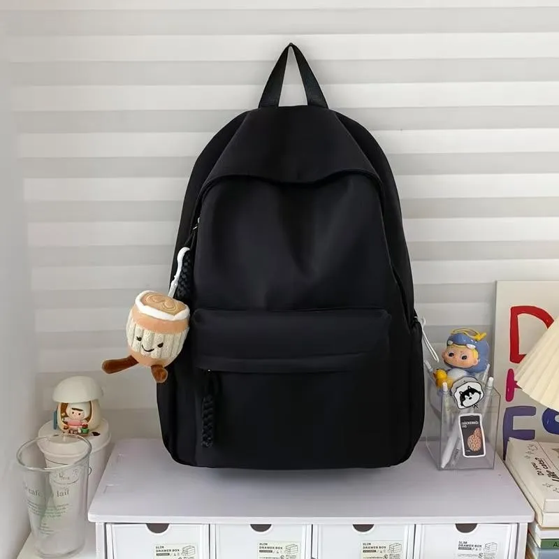 Stylish Plain Backpack for Women, Lightweight College Rucksack, High School Bookbag - 5