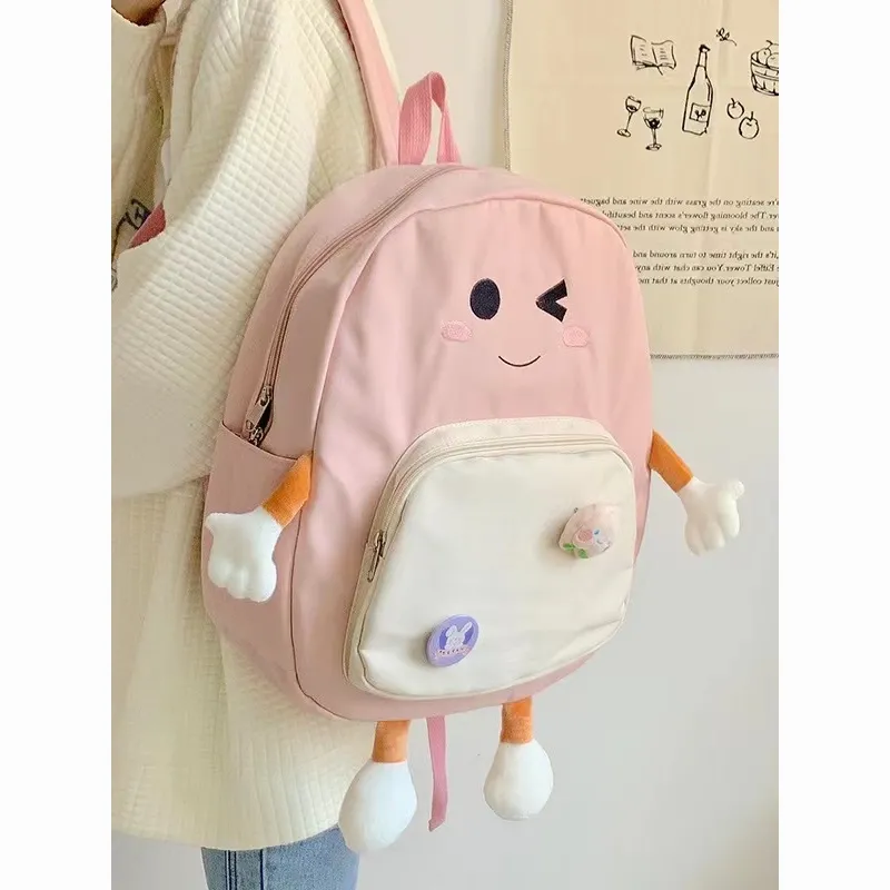 Cute Cartoon Backpack for Girls, Kawaii School Bag with Embroidery - 1