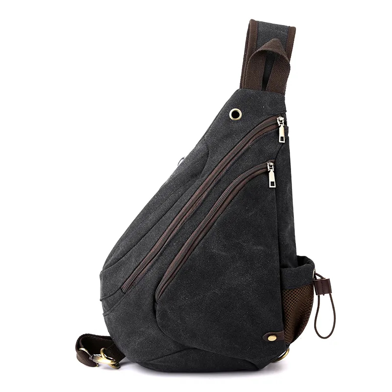 Men's Durable Canvas Chest Bag Large Capacity Crossbody Sling Pack - 5