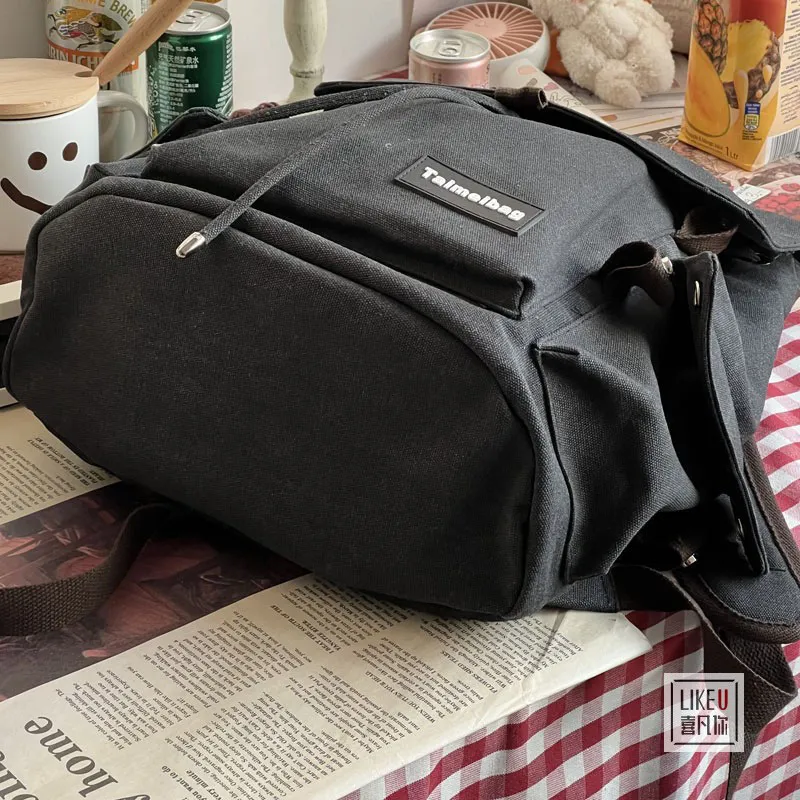 Washed Cotton Canvas Backpack for Commute & School, Unisex Daypack - 4