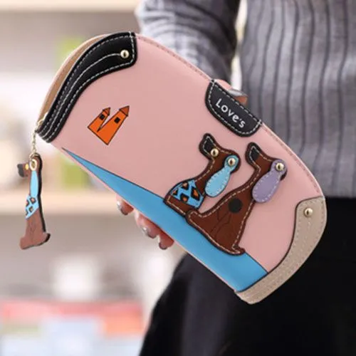 Cute Dog Wallet Long Zip Around Phone Card Holder Case - 2