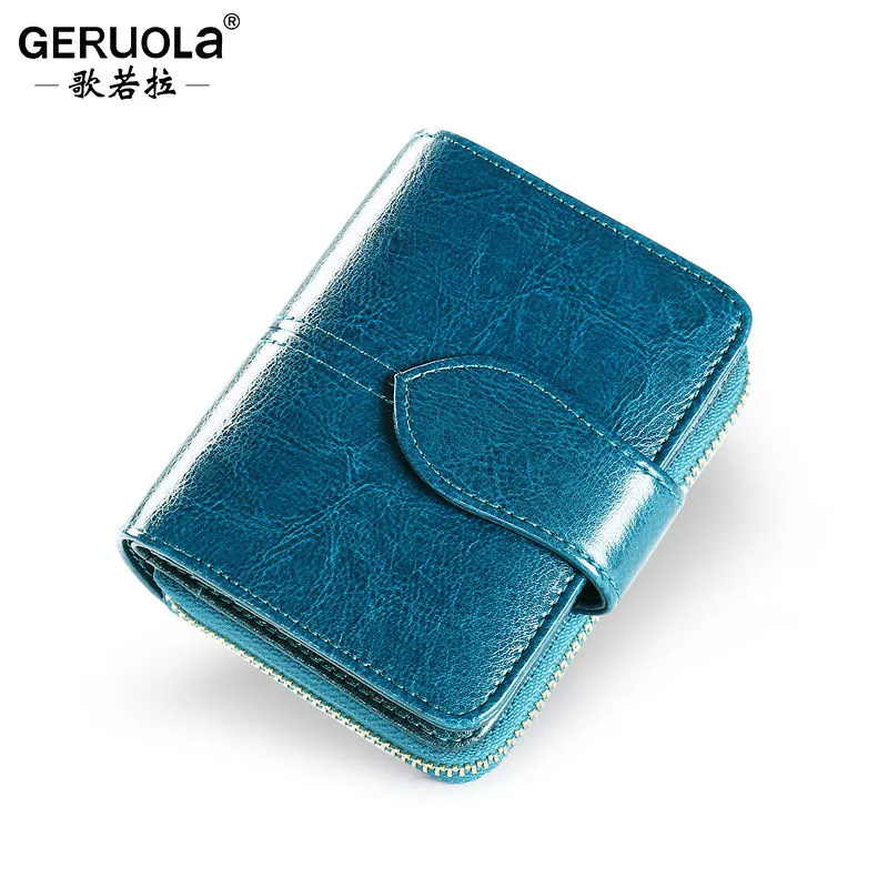 Leather Card Holder Wallet Women's Compact Multi Card RFID Blocking Foldable - 5