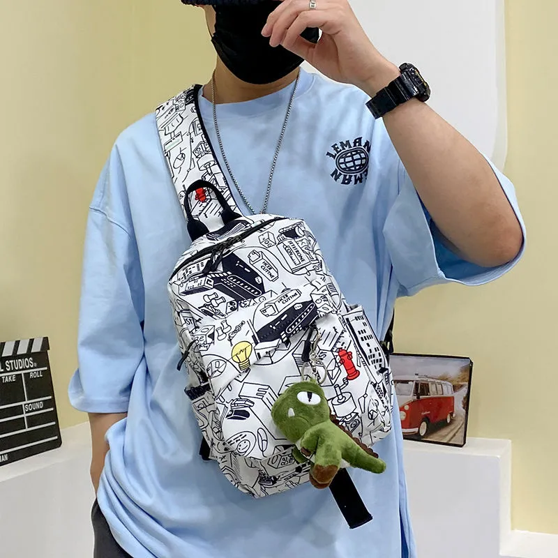 Chest Bag for Men Women Cycling Hiking Sports Canvas Sling Backpack - 4