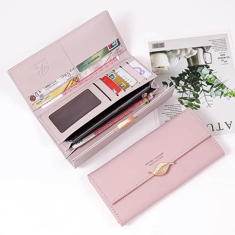 Leaf Print Long Wallet for Women 2025 Large Capacity Card Holder Purse - 2