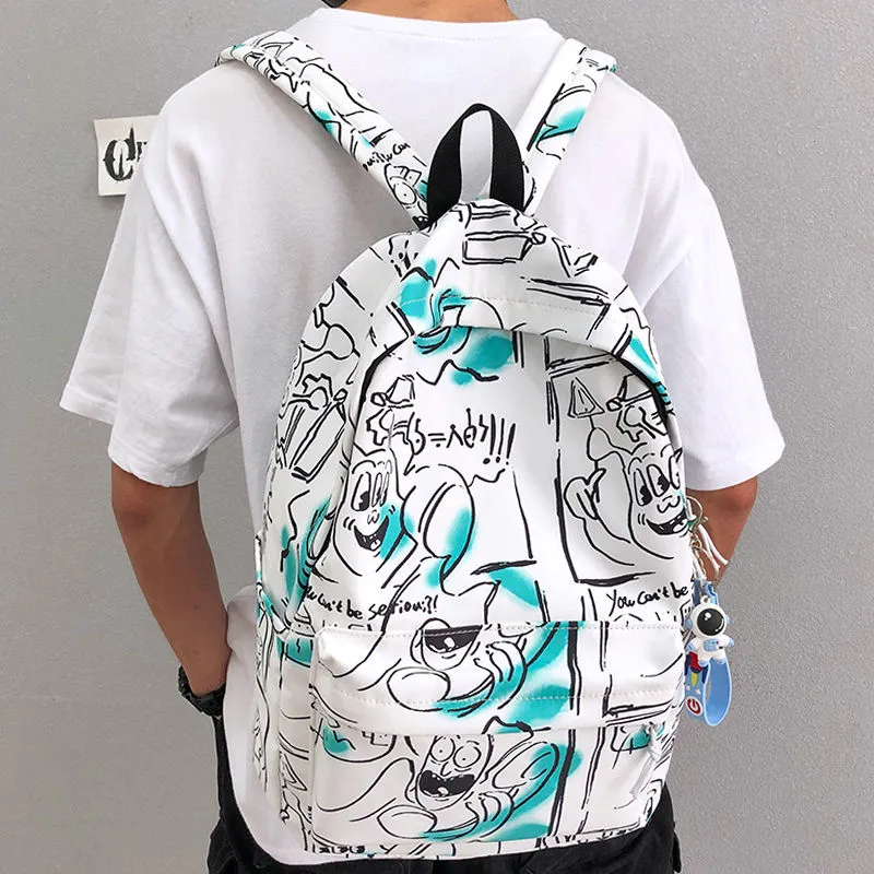Men's Graffiti Backpack Ins Style Large Capacity Daypack for High School - 2