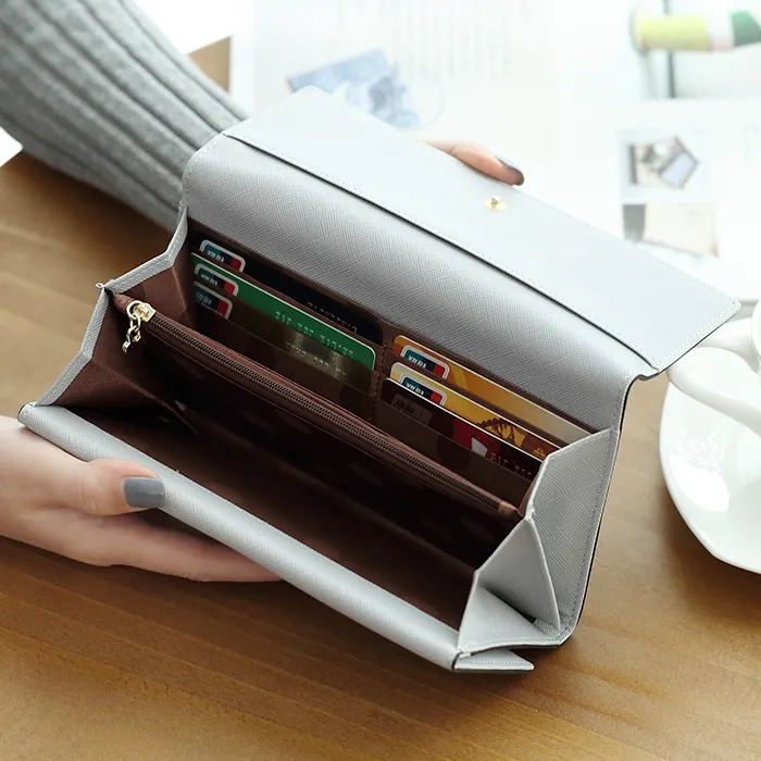 Long Women's Wallet Cross Grain Large Capacity Multi Card Fashion Student - 5