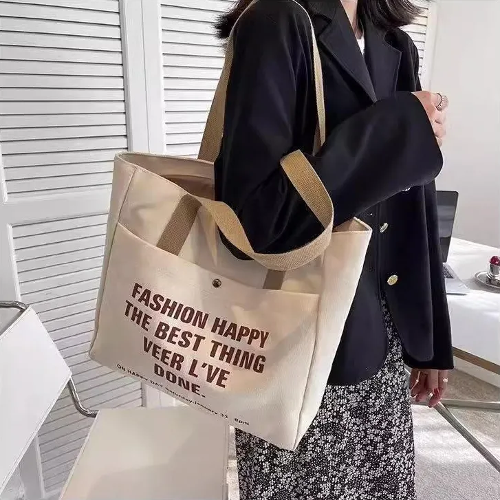 Canvas Tote Bag for Women Large Capacity Ins Style Shoulder Book Bag - 2