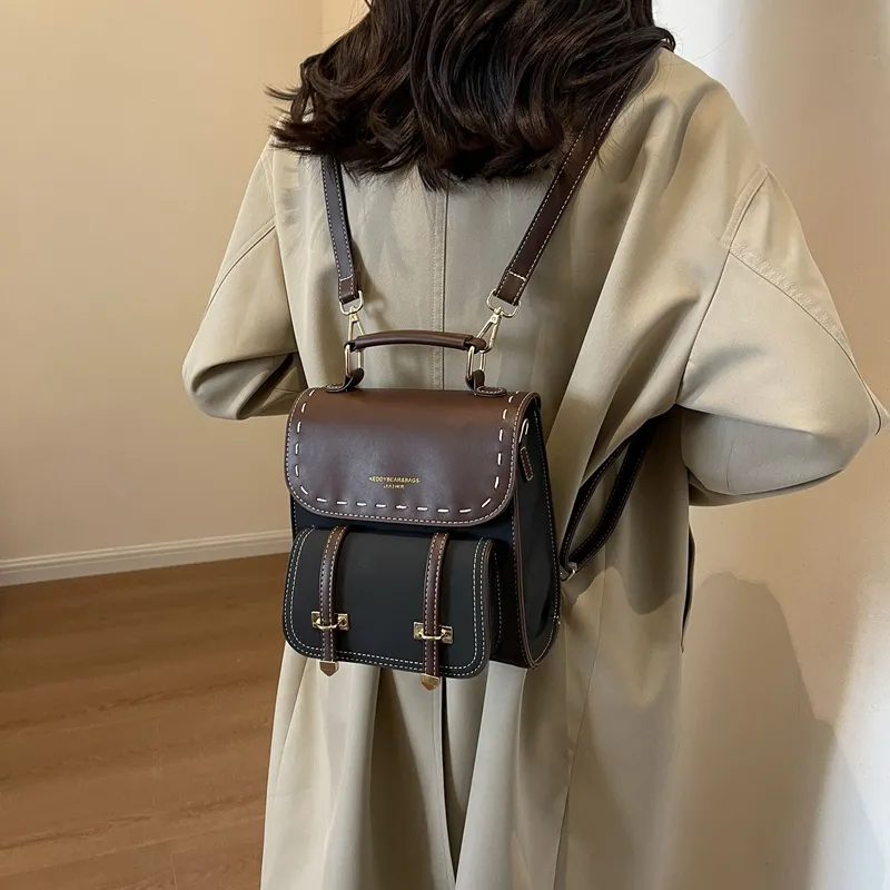 Retro Backpack Women 2025 Small Rucksack Mini Bookbag Multicolor - 3