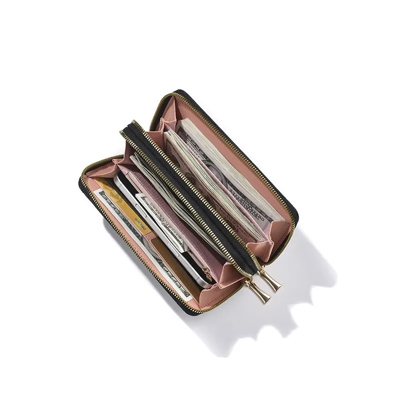Women's Long Wallet with Bow Print, Large Capacity Card Holder & Phone Pouch - 2