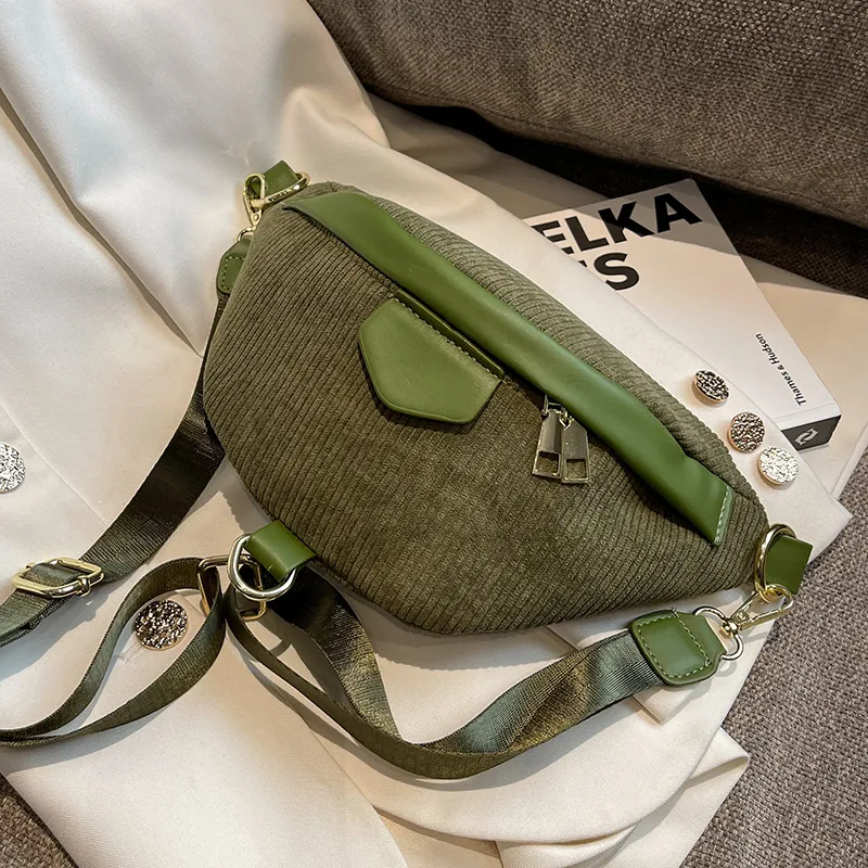 Fashionable Corduroy Crossbody Bag 2025 New Women's Waist Pack - 1