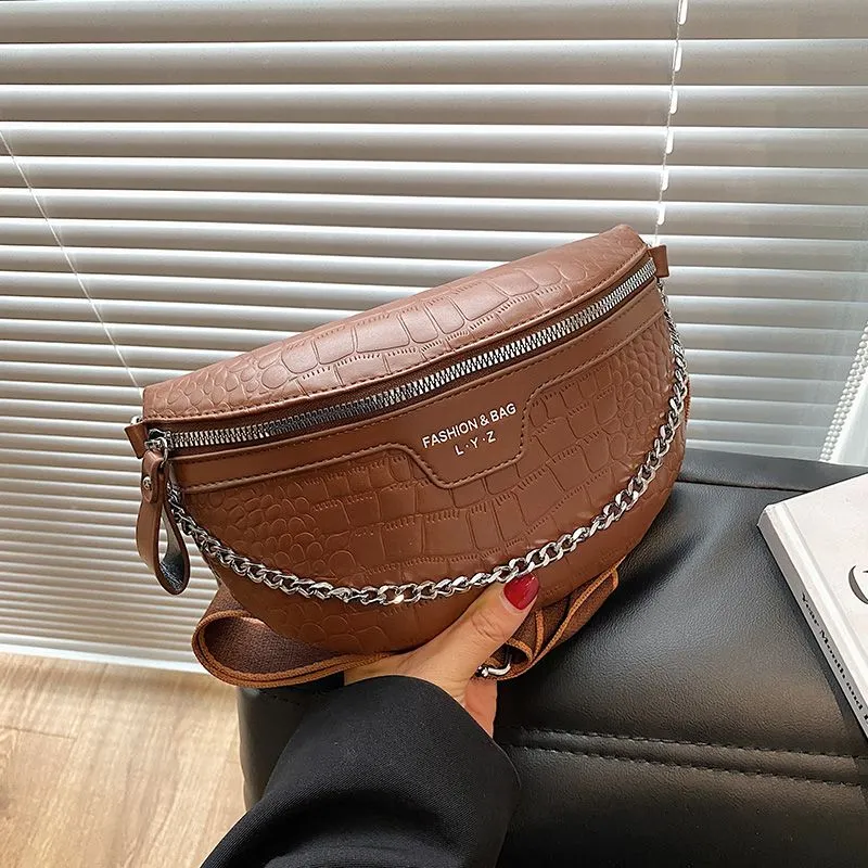 Stylish Crocodile Embossed Sling Bag 2024 - Versatile Waist & Shoulder Crossbody - 4