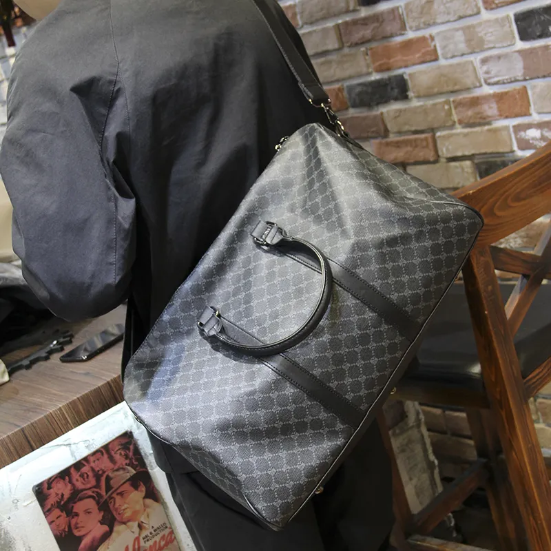 Men's Casual Travel Bag Large Capacity Shoulder Bag Plaid Pattern - 3