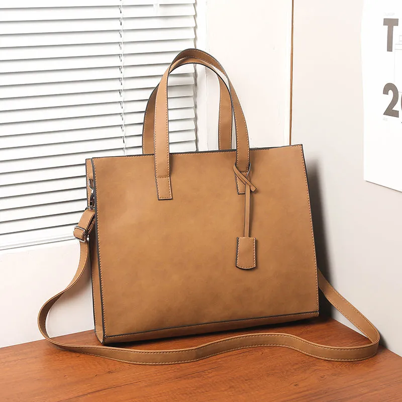 Retro Print Tote Bag for Men, Crossbody Laptop Briefcase PU Leather - 1