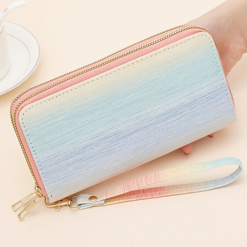 Gradient Color Large Capacity Women's Wallet Beach Tote Phone Crossbody Bag - 1