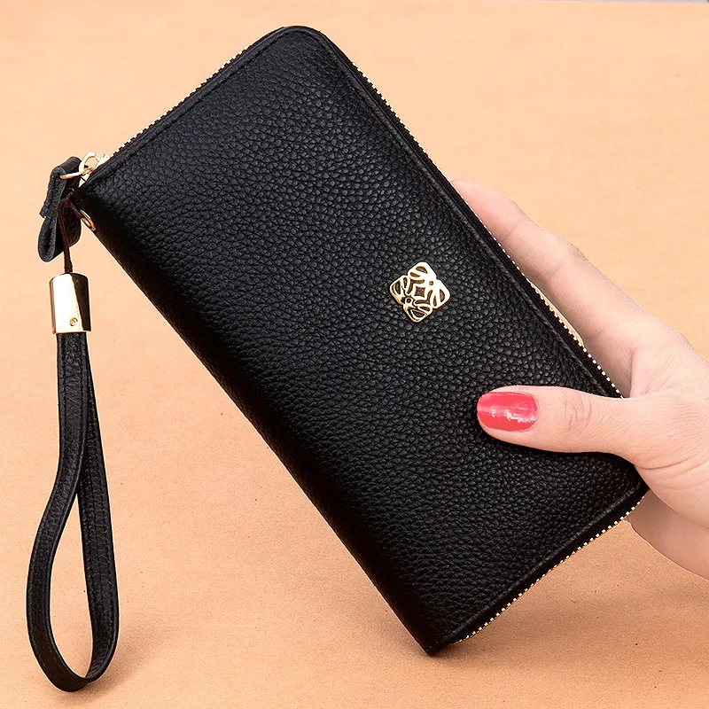 Genuine Leather Long Wallet for Women 2025 Large Capacity Zip Around Clutch - 3