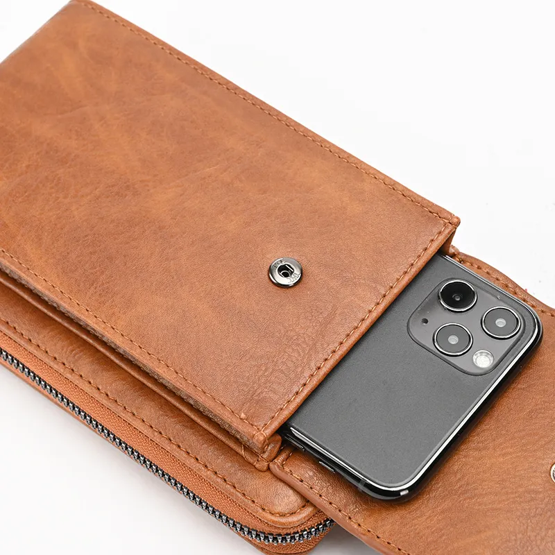 Vintage Crossbody Phone Bag for Men & Women, Multi-functional Business Sling Bag - 1