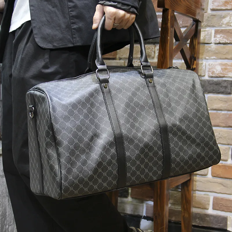 Men's Casual Travel Bag Large Capacity Shoulder Bag Plaid Pattern - 2