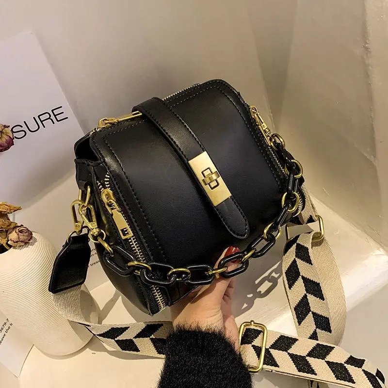 Stylish Shoulder Bucket Bag 2023, Wide Strap Crossbody Purse for Women - 1
