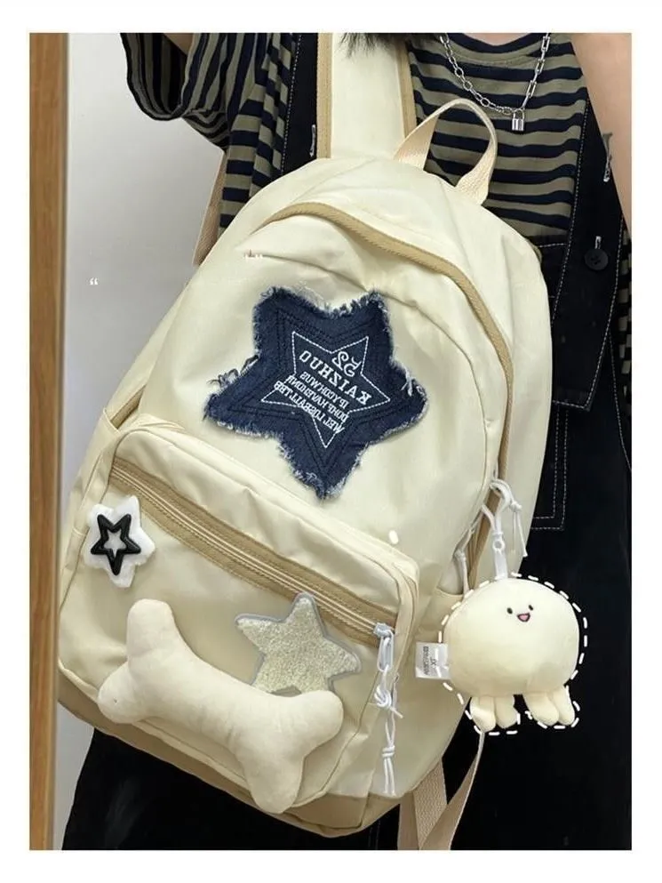 Stars Backpack Japanese Style Y2K Light Color Cute Casual Student Daypack - 5