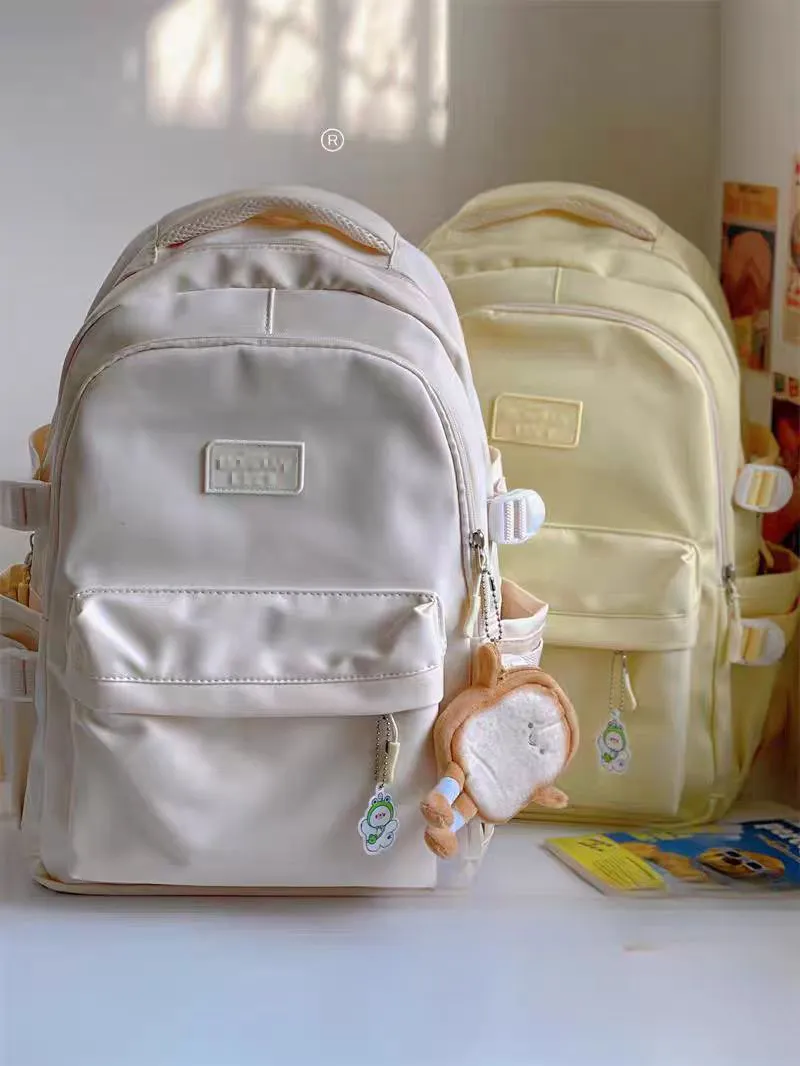 Cream Backpack for Women, Japanese Ins Style College School Bag - 3