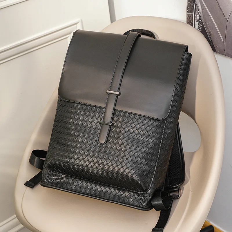 Woven Backpack for Men, Business Casual Large Capacity Daypack - 1