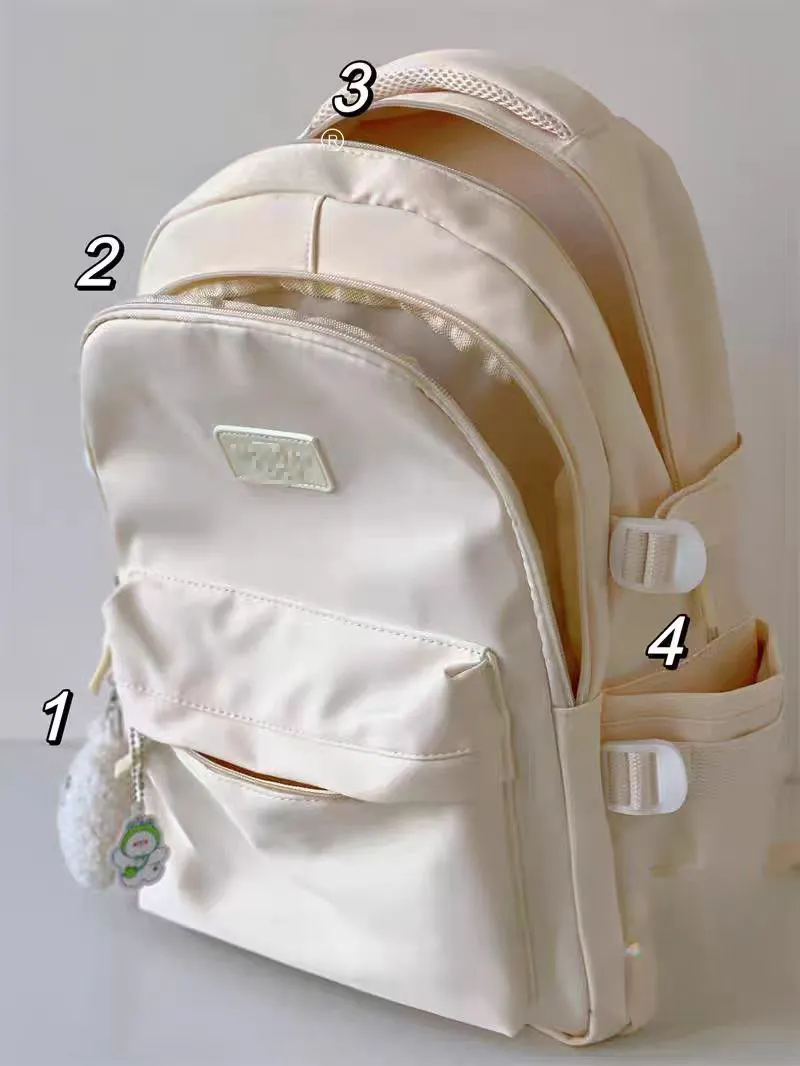 Cream Backpack for Women, Japanese Ins Style College School Bag - 2