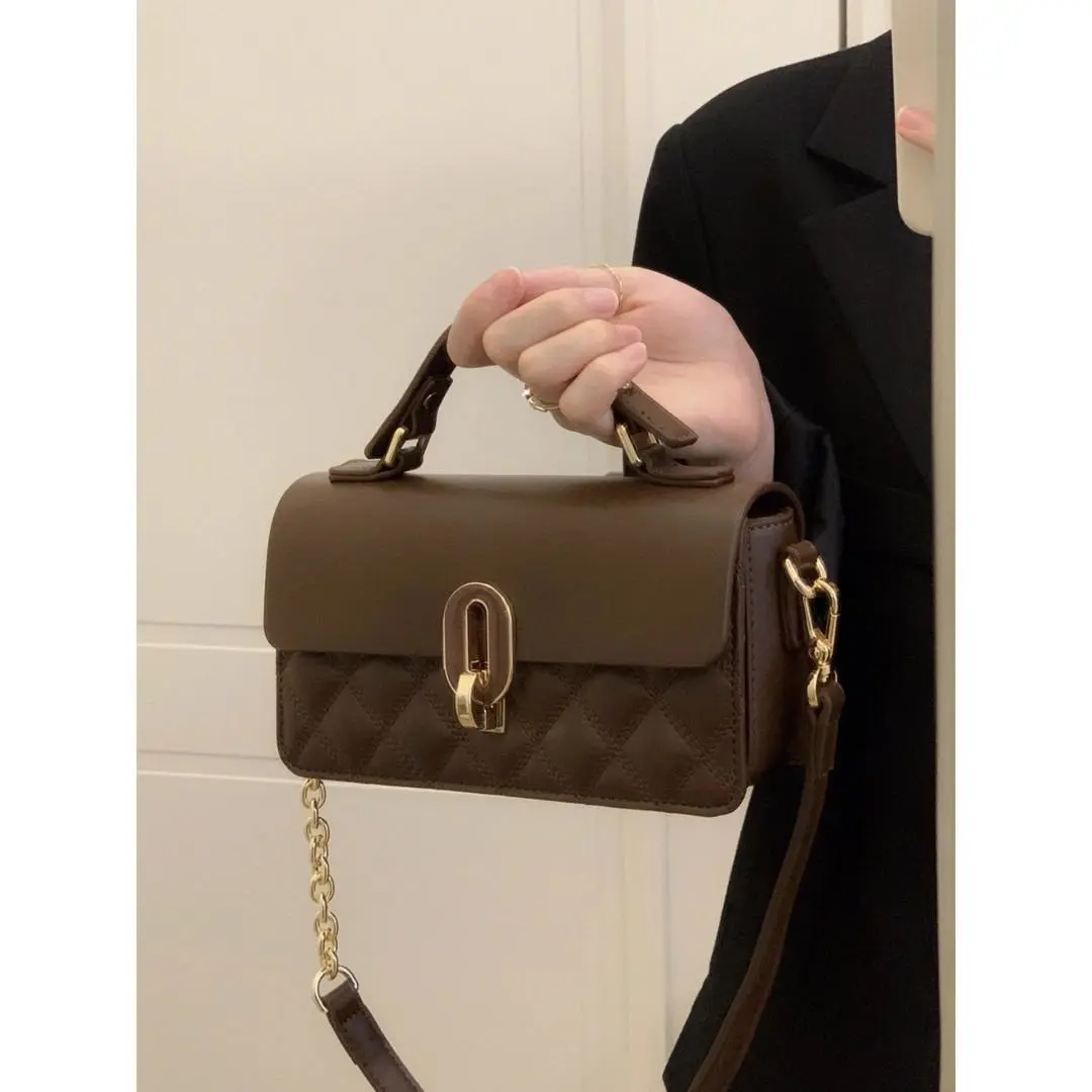 Chic Brown Shoulder Bag 2025, Small Chanel Style Chain Crossbody Purse - 1