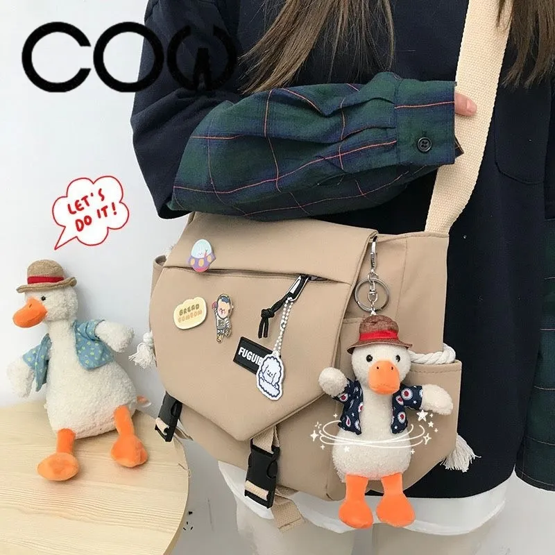 Japanese Style Large Capacity Canvas Messenger Bag for College Students - 3