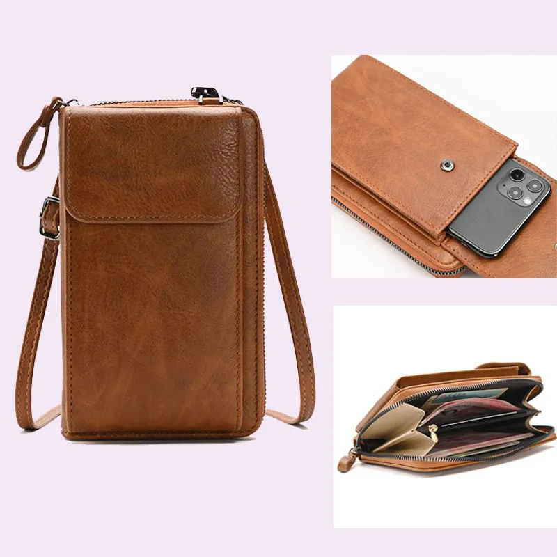 Vintage Crossbody Phone Bag for Men & Women, Multi-functional Business Sling Bag - 2
